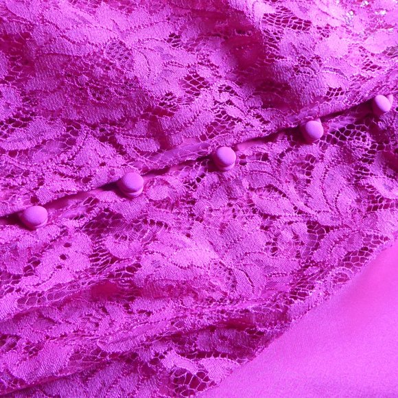 Milly Dressy 2 Piece Ivy Lace Blouse with Camisole Top Fuschia Pink USA Size 8 - Picture 9 of 10